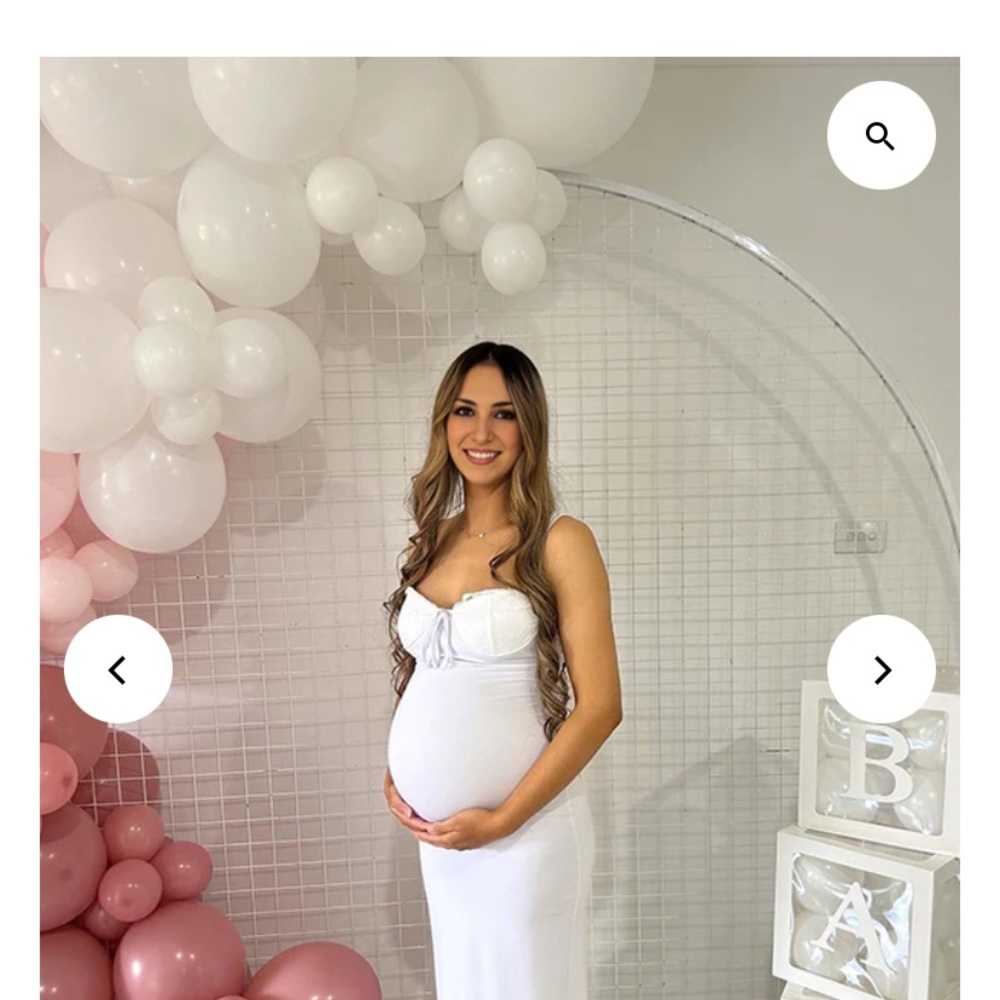 Elegant White Maternity Midi Dress